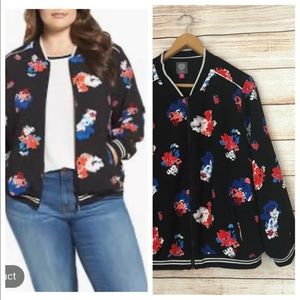 Vince Camuto Black Floral Bomber Jacket
